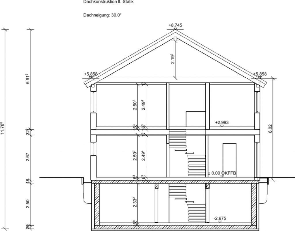 DHH Grafing Schnitt Haus bauen Baufirma