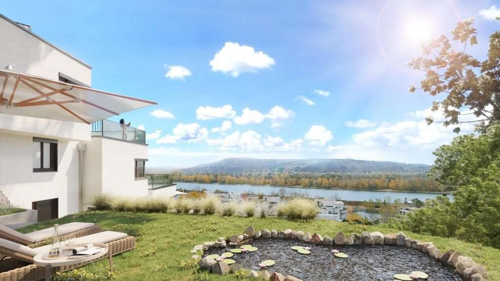 Reihenhausanlage Wien Kapitalanlage Blick auf Donau