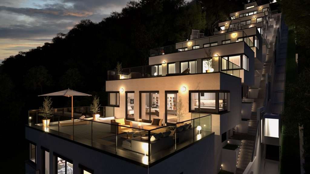 Reihenhausanlage Wien Kapitalanlage nachts