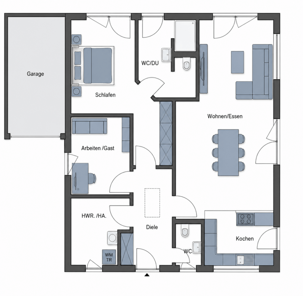 Kataloghaus Bungalow 106 Grundriss